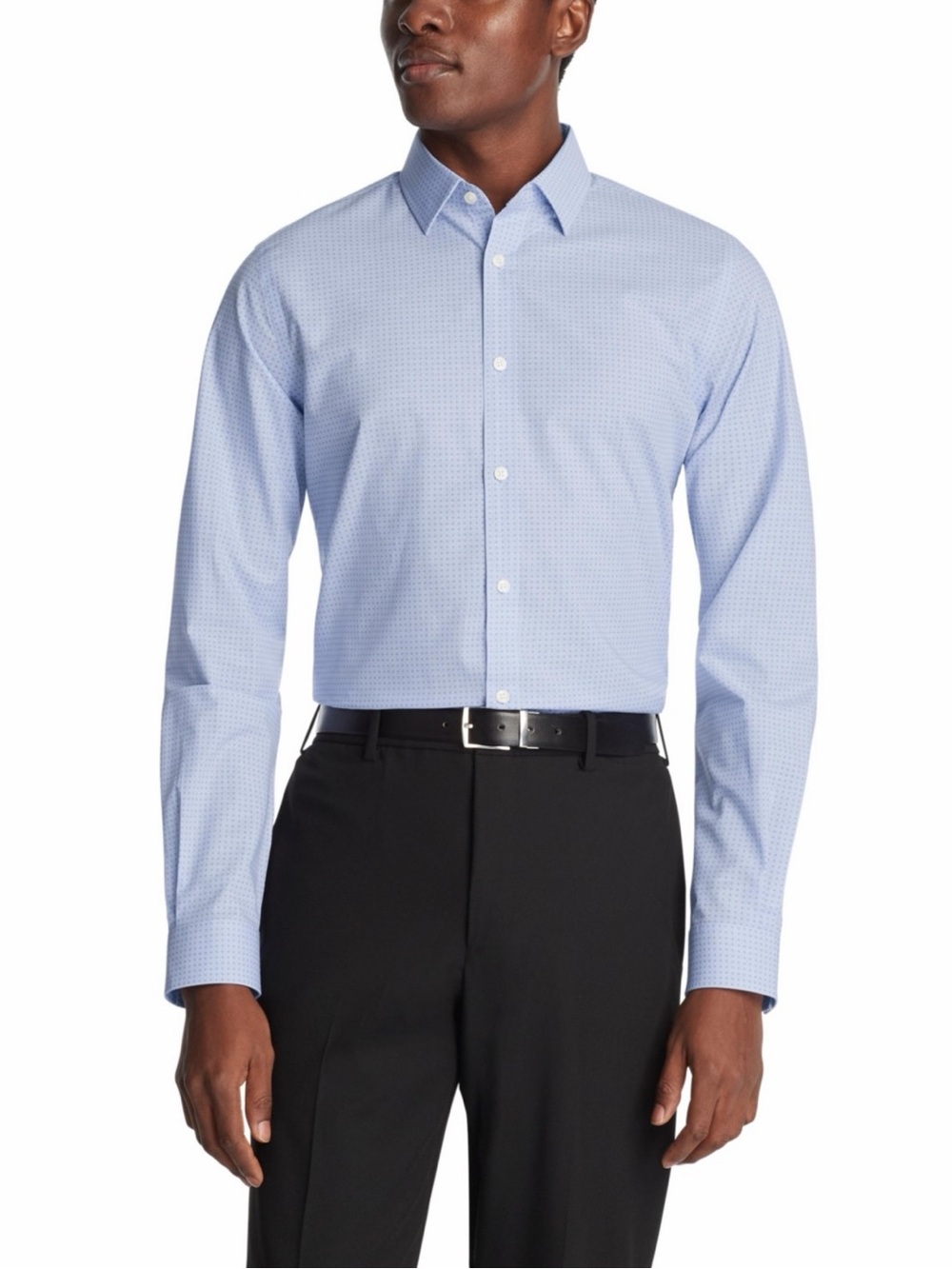 Michael Kors Men's Slim Fit Cotton Linen Untucked Print Dress Shirt - Blue Multi